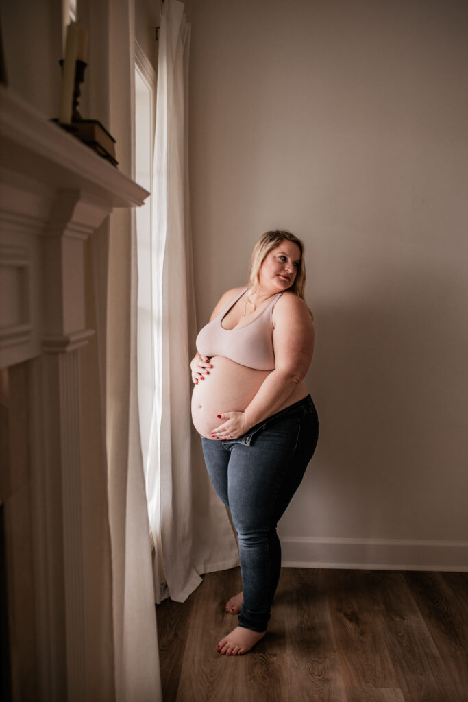 Maternity session capturing natural connection between parents